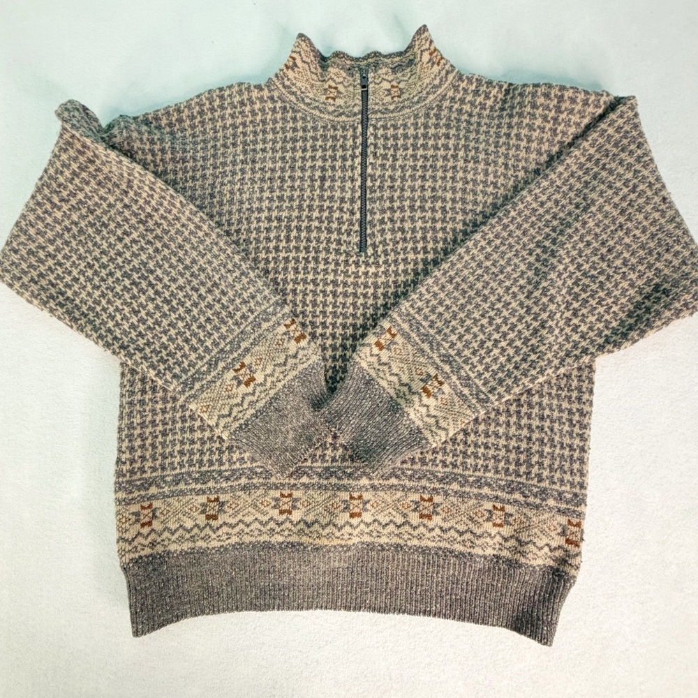 Vintage 90s TSR Mens Geometric Textured Sweater Sz M Grandpa Grunge Made in USA
